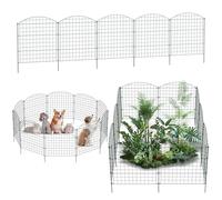 XMTECH Clôture d'étang en treillis avec 10 éléments de clôture et 12 barres de fixation, vertes, éléments de clôture décoratifs en métal pour jardin, étang, parterre de fleurs et chiens, clôture en