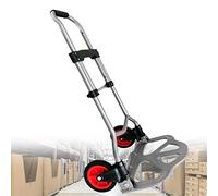 XMTECH Diable Pliable en Aluminium - 80 kg - avec poignée réglable en Hauteur - avec Roues - Grande Surface de Chargement antidérapante