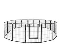 XMTECH Enclos pour chiot - 16 pièces - Hauteur : 80 cm - Avec 2 portes et 15 piquets d'ancrage - Flexible et pliable - Grille pour chiots - Pour appartement et jardin