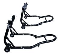 XMTECH Ensemble de 2 supports de moto avant et arrière, kit de support de montage avec roulettes, noir