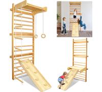 XMTECH Ensemble d'espalier multifonctionnel pour enfants Mur d'escalade Indoor - mur d'escalade, mur d'escalade, mur de gymnastique en bois appareil de sport