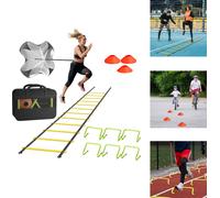 XMTECH Football Accessoires d'entraînement pour enfants avec 6 haies réglables,6m d'échelle de coordination, 12 cônes, résistance parachute Speed & Agility Training Set Football Cadeaux