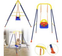 XMTECH Kit balançoire bébé 3 en 1 Balançoire enfant robuste avec cadre en acier stable, ceinture de sécurité réglable et dossier enfant, balançoire de jardin pour bébé et enfants en extérieur