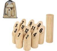 XMTECH Kubb jeu viking, jeu de lancer scandinave, jeu d'extérieur en bois, adultes et enfants, nature, 5,5 x 5,5 x 22 cm, jeu de jardin - Must-Have pour l'été - Tours rapides
