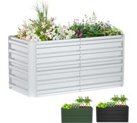 XMTECH Lit surélevé en métal 180x90x58 cm Rectangulaire Argent - Lit de jardin en acier galvanisé, inoxydable & résistant aux intempéries, pour légumes, herbes & fleurs
