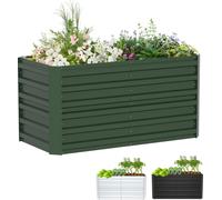 XMTECH Lit surélevé en métal 300x120x58 cm Rectangulaire Vert - Lit de jardin galvanisé en acier, inoxydable & résistant aux intempéries, pour légumes, herbes & fleurs