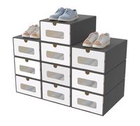 XMTECH Lot de 10 boîtes de rangement à chaussures avec fenêtre de visualisation - Boîte de rangement, boîtes à chaussures, boîte sneaker, boîte de stockage, carton à chaussures, tiroir en carton en