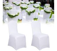 XMTECH - Lot de 100 housses de chaise universelles - Blanches, extensibles - Housses modernes pour décoration de mariage et de fête
