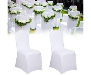 XMTECH - Lot de 100 housses de chaise universelles - Blanches, extensibles - Housses modernes pour décoration de mariage et de fête