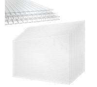 XMTECH Lot de 14 plaques alvéolaires en polycarbonate de 10,25 m², transparentes, double plaque alvéolaire, pour jardin, serre, protection UV, 60,5 x 121 cm