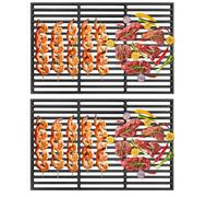 XMTECH Lot de 2 grilles en fonte rectangulaires - Accessoire pour barbecue à gaz et charbon de bois - 42 x 28 cm