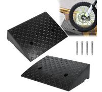 XMTECH Lot de 2 rampes de trottoir en caoutchouc de 10,5 cm de haut - Rampe de trottoir pour fauteuil roulant, rampe de seuil de porte pour voiture, moto, fauteuil roulant, déambulateur