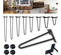 XMTECH Lot de 4 pieds de table en épingles à cheveux de 45 cm avec 2 pieds en épingles à cheveux, pieds de meubles avec protection de sol et vis, pour le bricolage