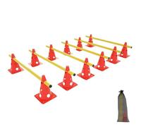 XMTECH Lot de 5 obstacles de sport - 12 cônes + 6 barres pour entraînement de coordination, kit d'obstacles, kit d'agility pour enfants, chiens, chevaux - Hauteur : 32 cm, barre : 100 cm