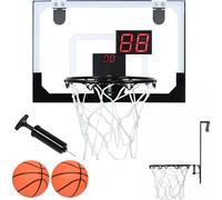XMTECH Mini Panier de Basket Intérieur 45x30cm Set de Panier de Basket pour Enfants avec Panneau d'Affichage Electronique Panneau de Basket Suspendu pour la Chambre avec Filet Ballon Pompe