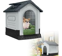 XMTECH Niche pour chien avec lucarnes, 65x56,5 cm PP Niche pour chien Indoor&Outdoor plastique Niche pour chien