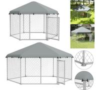 XMTECH Outdoor Chenil 280x250x165 cm Grande cage pour chien Niche pour chien Acier galvanisé avec toit pare-soleil et porte verrouillable Clôture pour chien Parc pour chien Extérieur