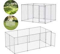 XMTECH Outdoor Chenil 400x200x150 cm Grande cage pour chien Niche pour chien Acier galvanisé sans protection solaire Toit et porte verrouillable Clôture pour chien Parc pour chien Extérieur
