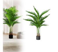 XMTECH Palmier artificiel 110 cm - Plante tropicale artificielle en pot, réaliste, en feuilles en plastique et tige en polyéthylène, facile d'entretien, résistant aux intempéries et aux UV, pour salon