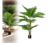 XMTECH Palmier artificiel 150 cm - Plante tropicale artificielle en pot, réaliste, en tissu et tige en polyéthylène, facile d'entretien, résistant aux intempéries et aux UV, pour salon, balcon