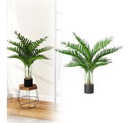 XMTECH Palmier artificiel de 90 cm - Plante tropicale artificielle en pot, réaliste, en feuilles en plastique et tige en polyéthylène, facile d'entretien, résistant aux intempéries et aux UV, pour
