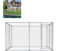XMTECH Parc à poules 400x200x150 cm - Grand enclos extérieur en métal pour poules & volailles, sans toit, avec porte sécurisée