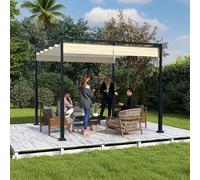 XMTECH Pergola autoportante 3 x 3 m beige avec toit ouvrant, tonnelle de jardin robuste en acier revêtu par pulvérisation, UV et imperméable, auvent de terrasse, tente de fête