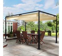 XMTECH Pergola autoportante 3 x 4 m beige avec toit ouvrant, tonnelle de jardin robuste en acier revêtu par pulvérisation, UV et imperméable, auvent de terrasse, tente de fête