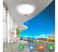 XMTECH Plafonnier LED 15W Blanc froid Plafonnier avec capteur radar φ22cm Panneau LED Lampe de chambre pour cuisine salon balcon couloir