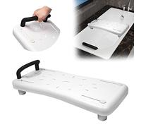 XMTECH Planche de bain pour seniors avec siège de bain ergonomique à poignée profilée, antidérapante en plastique, planche de bain et de douche pour baignoire, salle de bain, avec poignée noire