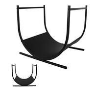 XMTECH Porte-Bûches de bois demi-cercle Charge 30 kg, Panier à bûches en métal pour Bois de Cheminée, 44,5 x 37,5 x 40 cm, Noir