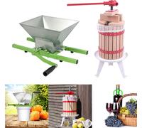 XMTECH Presse-fruits 6L Presse-étoupe Presse-jus mécanique Presse-vins Presse-pommes Presse-fruits Presse-baies + 7L Broyeur de fruits Broyeur de fruits