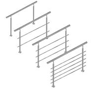 XMTECH Rampe d'escalier - Diamètre : 42 mm - En acier inoxydable - Avec barre transversale pour l'intérieur et l'extérieur - 100 cm - 0 traverses