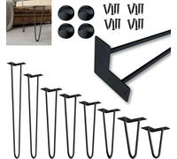 XMTECH Set de 4 pieds de table Hairpin de 61cm épingle à cheveux, table basse bureau table de travail 2 barres pieds de meuble noir bricolage métal Heavy Duty pied style moderne