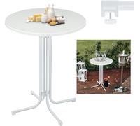 XMTECH table haute table de bistrot Ø80cm pliable table de fête table de bar table de jardin pliante avec pieds réglables stable et résistant aux intempéries pour l'intérieur et l'extérieur, blanc