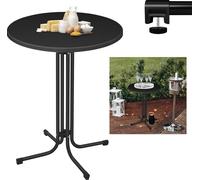 XMTECH table haute table de bistrot Ø80cm pliable table de fête table de bar table de jardin pliante avec pieds réglables stable et résistant aux intempéries pour l'intérieur et l'extérieur, noir