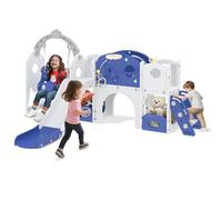XMTECH Toboggan 9 en 1 pour enfant de 1 à 3 ans, toboggan pour bébé avec balançoire, panier de basket, tunnel et télescope de jeu, aire de jeux intérieure et extérieure, échelle d'escalade, appareil