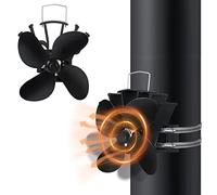 XMTECH Ventilateur de cheminée à 4 lames avec anneau de rechange - Ventilateur de cheminée silencieux - Sans électricité - Ventilateur de poêle à bois - Fonctionnement silencieux