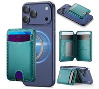 XMTON Porte-Cartes avec MagSafe, Blocage RFID, 6 Porte-Cartes, Support Réglable, Portefeuille Cuir Magnétique pour iPhone Série 17/16/15/14/13/12 et Pixel 10/10 Pro/10 Pro XL, Vert