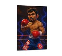 XMUXCY Affiches sur toile pour décoration murale de chambre à coucher, dessin animé, boxeur, Manny Pacquiao, anneau, néon, énergie, 40 x 60 cm, style cadre