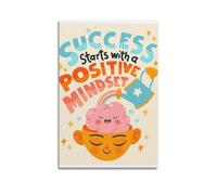 XMUXCY Affiches sur toile pour décoration murale de chambre à coucher - Poster inspirant « Success Starts with Positive Mindset » - Peinture artistique de motivation - 20 x 30 cm - Style sans cadre