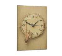 XMUXCY Affiches sur toile pour décoration murale de chambre à coucher - Poster surréaliste - Motif homme accroché à une horloge - 60 x 90 cm - Style cadre