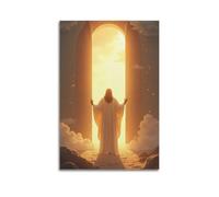 XMUXCY Affiches sur toile pour décoration murale moderne de chambre à coucher, affiche religieuse représentant la porte divine, peinture sacrée et illuminante, 30 x 45 cm, style sans cadre