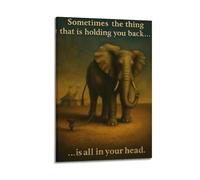 XMUXCY Impression sur toile murale motivante reliée mentalement avec cadre en forme d'éléphant - Décoration moderne pour salon, chambre à coucher, bureau - 20 x 30 cm