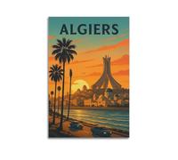 XMUXCY Impression sur toile pour chambre à coucher, coucher de soleil d'Alger, ville d'Alger, 40 x 60 cm, sans cadre