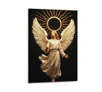 XMUXCY Poster sur toile pour décoration murale de chambre à coucher, affiche religieuse ange avec ailes lumineuses offrant une protection divine, guérison, art décoratif 20 x 30 cm, style cadre