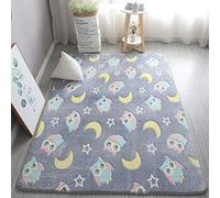XMwike Tapis Brillent dans Le Noir, Convient pour Le Salon et la Chambre, Moquette d'intérieur Modernes pour dortoir d'enfants Décoration de Maison, Hibou coloré 120x80cm