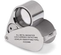 XMYCW Loupe d'aide à la vision loupe 40x avec 2 lampes LED et UV pour pièces de monnaie, bijoux, évaluation, détecteur de billets de banque, loupe pliable en métal, fournitures de bureau, 1 étoile