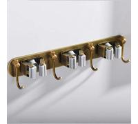 XMZFQ Support Mural pour Balai et serpillère en Laiton avec 3 Crochets et 4 Crochets pour Cuisine, Salle de Bain, Placard, Garage, Bureau, buanderie