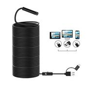 XMZWD Caméra D'inspection D'endoscope USB De 15 M, 8 Mm Android Windows 3 en 1 HD 2,0 Mégapixels Endoscope étanche à Mise Au Point Automatique, avec 8 Lumières LED, Câble Semi-Rigide